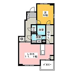 ミドルB 1LDKの間取図画像