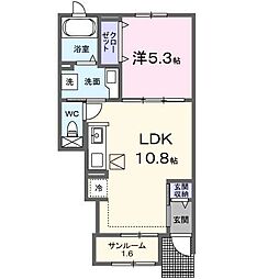 アリビオ・リラ2 1LDKの間取図画像