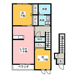 サイフィス 2LDKの間取図画像