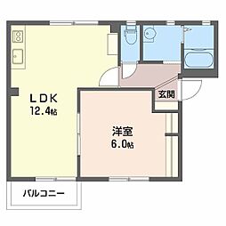 ルポール宮下B 1LDKの間取図画像