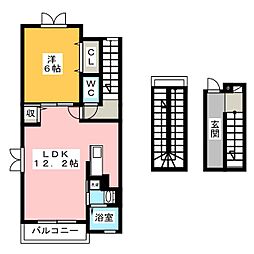 カミヤ 1LDKの間取図画像