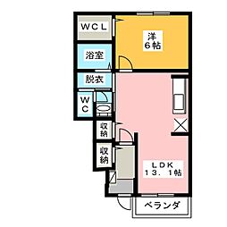 グリシーヌ2 1LDKの間取図画像