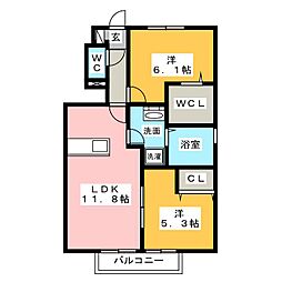 シトリン 2LDKの間取図画像