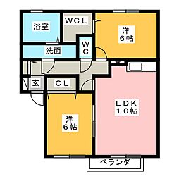 メリエストA 2LDKの間取図画像
