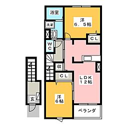 ボー・リバージュB 2LDKの間取図画像