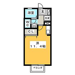 アムール・Union ワンルームの間取図画像