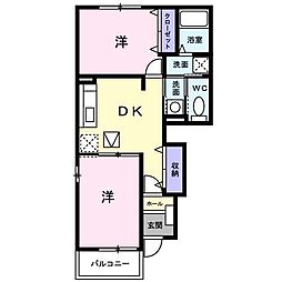 ソレアードナカノ2 2DKの間取図画像