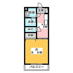 ミルレーブ1 1DKの間取図画像