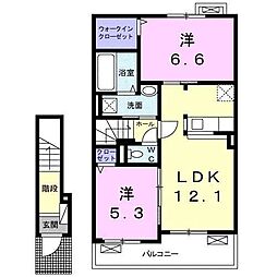 グランノーブルA 2LDKの間取図画像