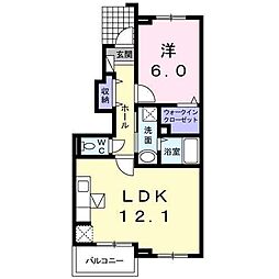 シャンドコリーヌ 1LDKの間取図画像
