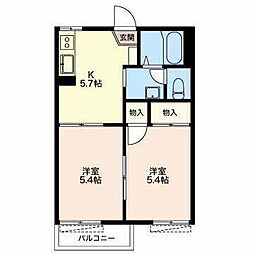 ビーフリー佐野D 2Kの間取図画像