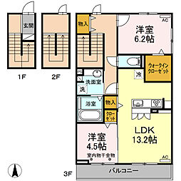 シャルマンペッシェ 2LDKの間取図画像
