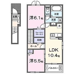 アルカディア・ジン 2LDKの間取図画像