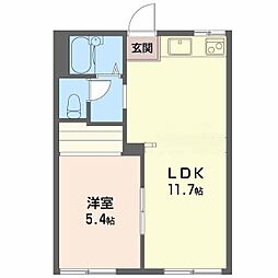 タウンハウス美里A 1LDKの間取図画像