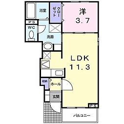 ルシェッロ 1LDKの間取図画像