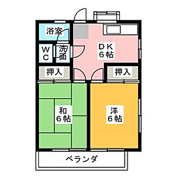 伊東ハイツ2 2DKの間取図画像