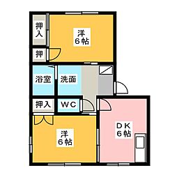 コーポクオレB 2DKの間取図画像