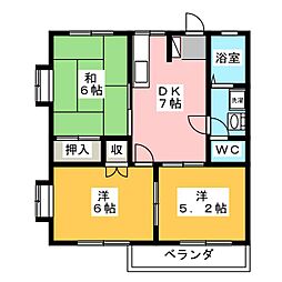 伊東ハイツ2 3DKの間取図画像
