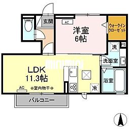 ユーフォリア 1LDKの間取図画像