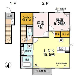 フェリオ 2LDKの間取図画像