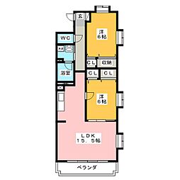 カーサディモーダ 2LDKの間取図画像