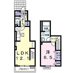 ポルト・ボヌール 1LDKの間取図画像