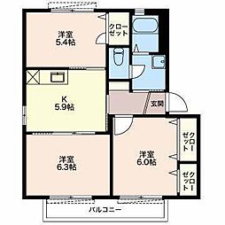 リヴェール 3DKの間取図画像