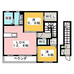 ルミエールN・A 2LDKの間取図画像