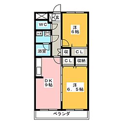 サンシャインノブ3 2DKの間取図画像