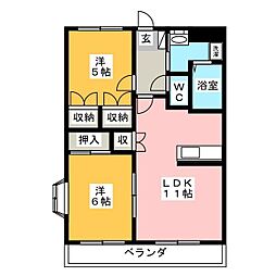 アルカディアN 2LDKの間取図画像