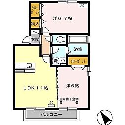フレグラントB 2LDKの間取図画像