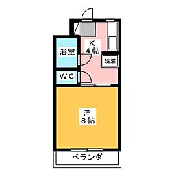 サンセール 1Kの間取図画像