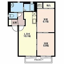 サントピアB 2LDKの間取図画像