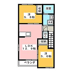 カーサありのみ 2LDKの間取図画像