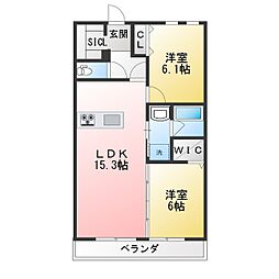 ユーポワール 2LDKの間取図画像