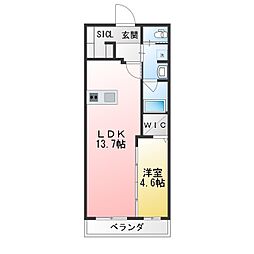 ユーポワール 1LDKの間取図画像