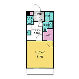 ラ・メール1 1Kの間取図画像
