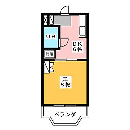 マンションカトレア2 1DKの間取図画像