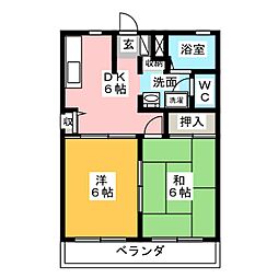 コーポはなみずきA 2DKの間取図画像