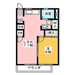 シャトレ美鈴 1LDKの間取図画像