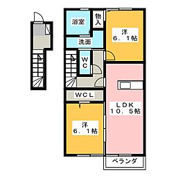 風の丘 2LDKの間取図画像