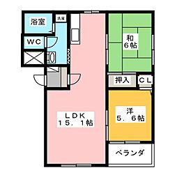 マンション静 2LDKの間取図画像