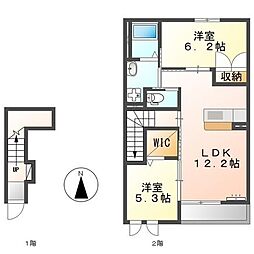 プログレス 2LDKの間取図画像