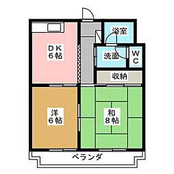 マンションロジュマン2 2DKの間取図画像