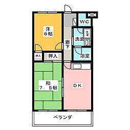 フロントヒルズ2 2DKの間取図画像