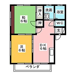 エクセレントまるふじ 2DKの間取図画像
