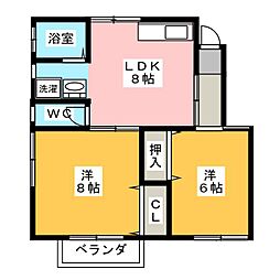 ブランシェ 2DKの間取図画像