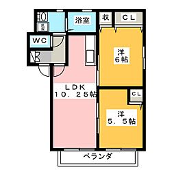 コーポはしもと2 2LDKの間取図画像