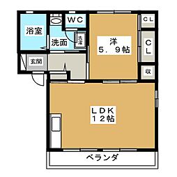 メゾンジュネスA 1LDKの間取図画像