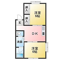 バルビゾン 2DKの間取図画像